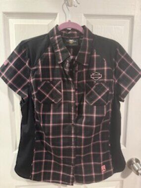 Womens Harley Davidson Performance Black/Pink Breast Cancer Shirt, L